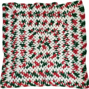 Vintage Crochet Blanket - Red, Green, White